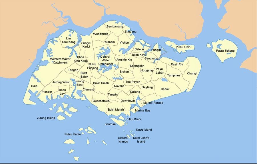 քարտեզ Սինգապուրի երկրում