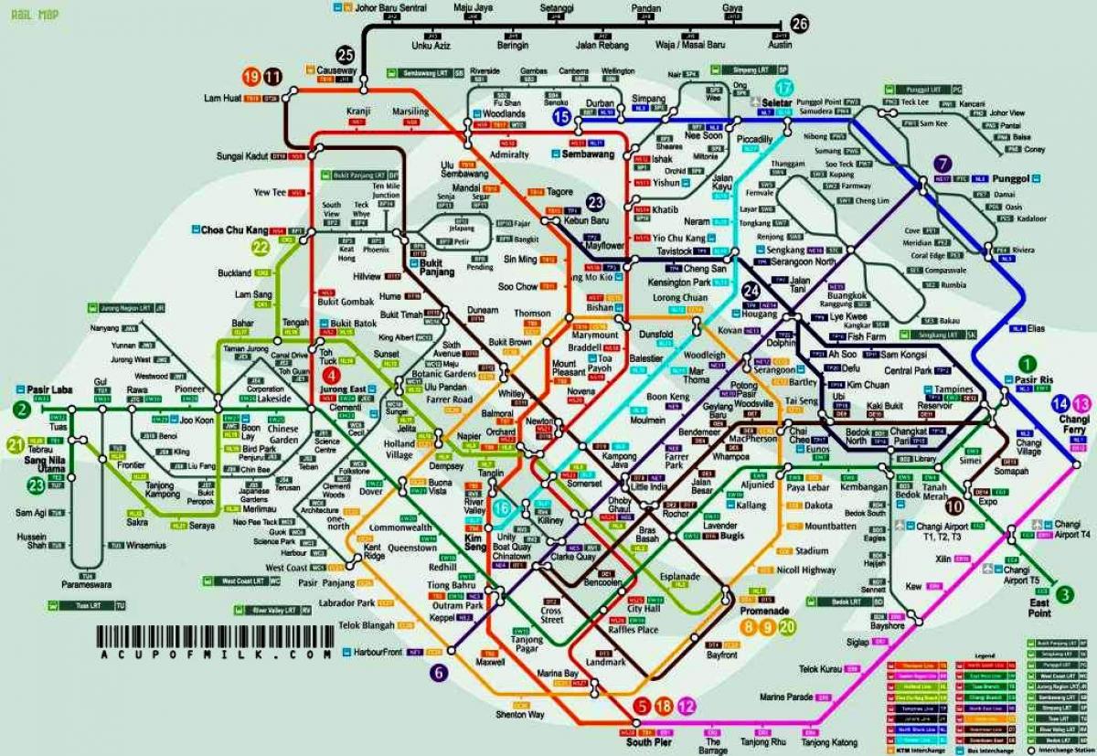 Սինգապուր MRT եւ lrt քարտեզ