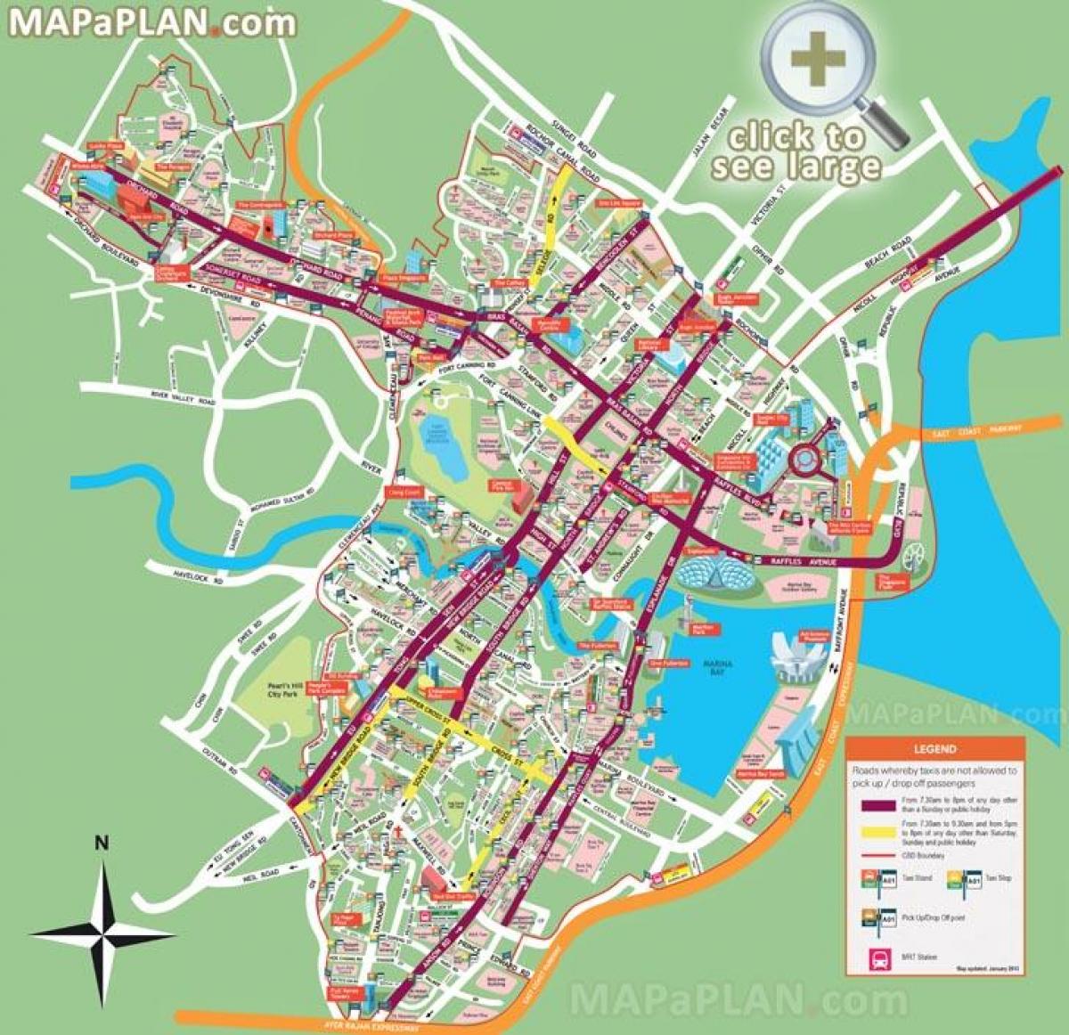 Սինգապուրի տեսարժան վայրերը քարտեզի վրա