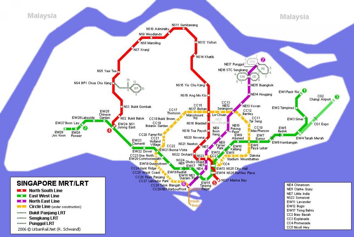 MTRS երթուղին քարտեզի վրա Սինգապուրի