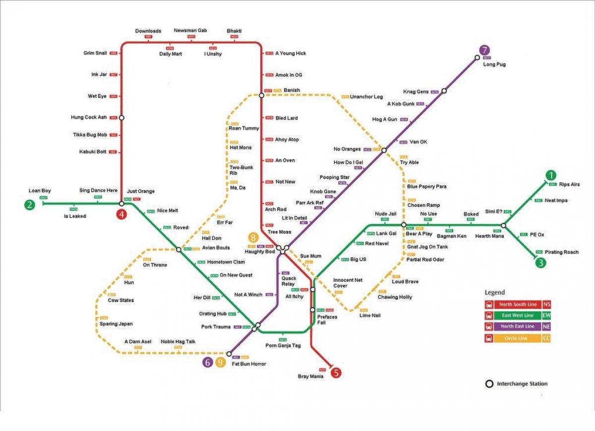 մետրոյի կայարան քարտեզի վրա Սինգապուրի